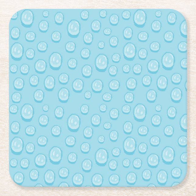 Dew drops square paper coaster (Front)