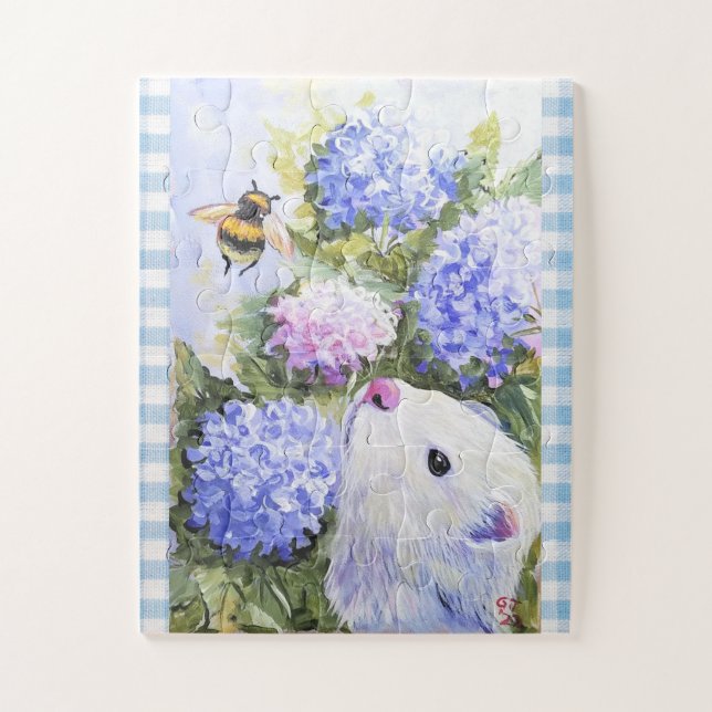 DEW FERRET HYDRANGEAS AND BEE PUZZLE (Vertical)