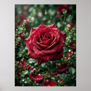 Dew Rose Luxury Macro Bloom Poster