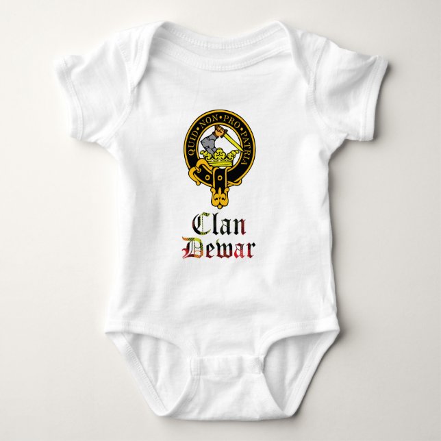 Dewar Scottish Crest Tartan Clan Name Clothes Baby Bodysuit (Front)