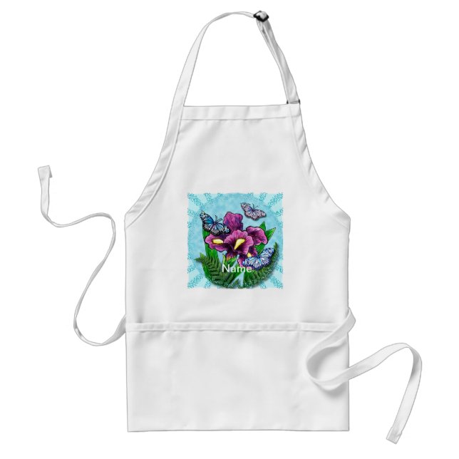 Dewdrop Butterfly Iris  apron (Front)