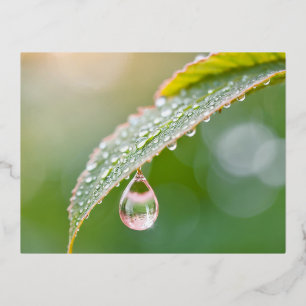 Dewdrop Nature Colourful Wildlife Serene Tranquil Foil Holiday Postcard