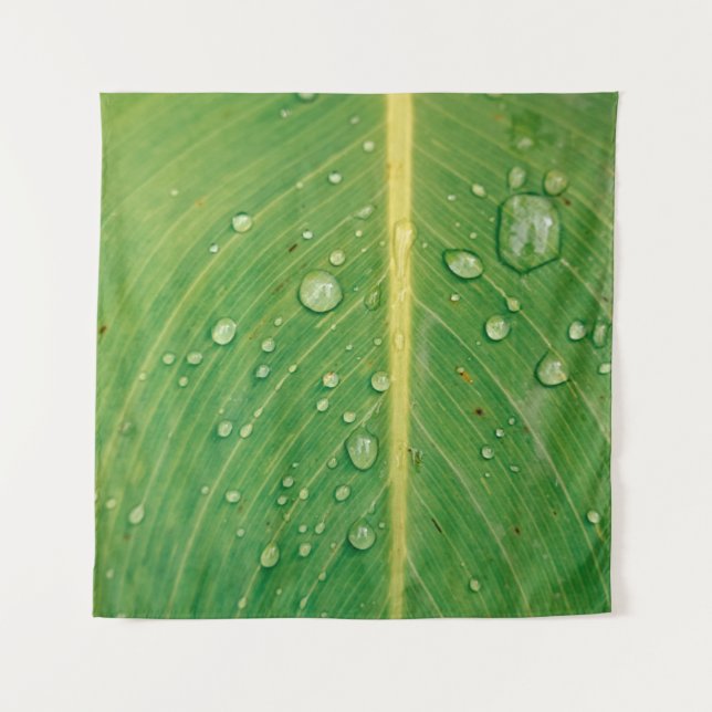 Dewdrop on green leafed plant tapestry (Front)