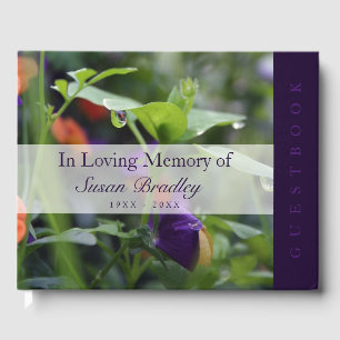 Dewdrop Pansy Celebration Life Loving Memory HCGB Guest Book