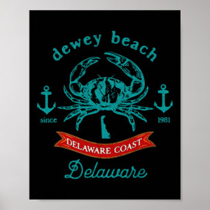 Dewey Beach Delaware Crab Fishing Vacation Souveni Poster