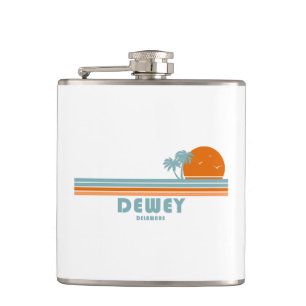 Dewey Beach Delaware Sun Palm Trees Hip Flask