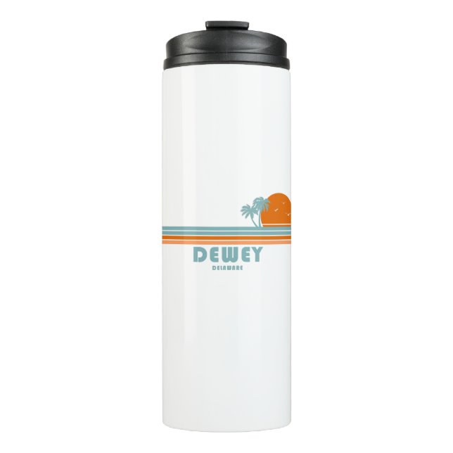 Dewey Beach Delaware Sun Palm Trees Thermal Tumbler (Front)