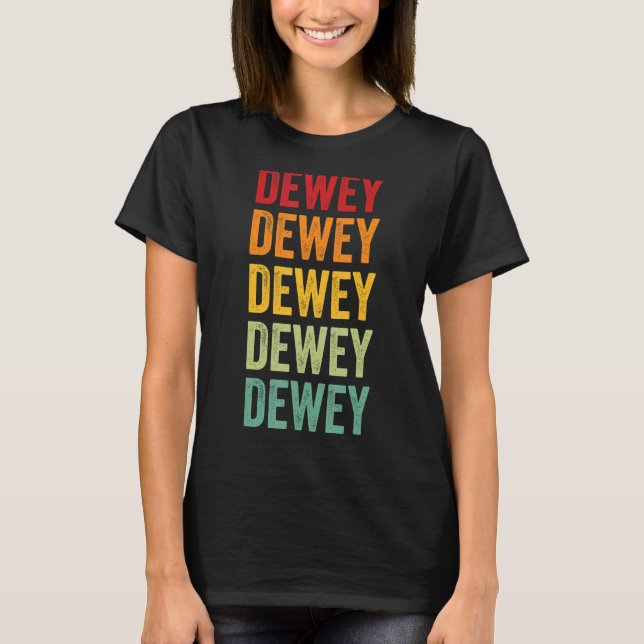 Dewey County South Dakota Rainbow Text Design T-Shirt (Front)