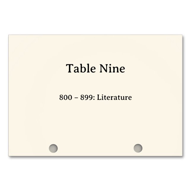 Dewey Decimal System Card Catalogue Table Numbers (Front)