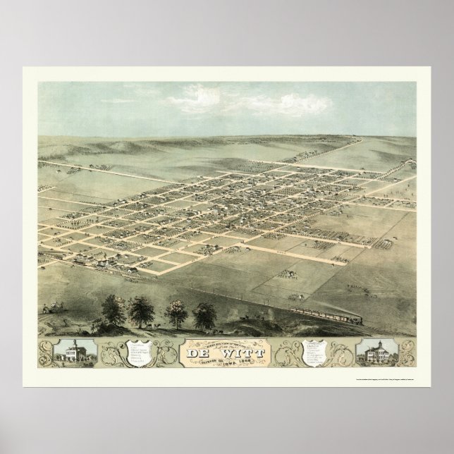 DeWitt, IA Panoramic Map - 1868 Poster (Front)