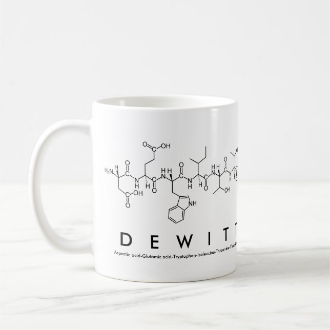 Dewitt peptide name mug (Left)