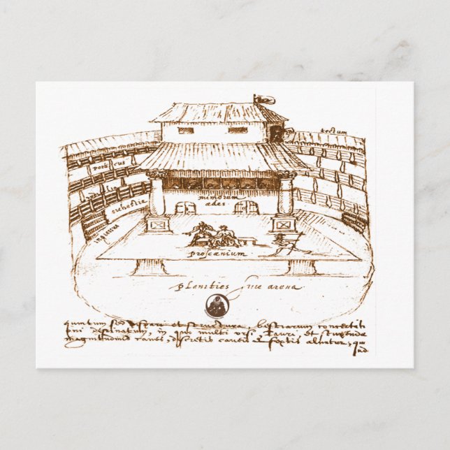 DeWitt's Swan Theatre Sketch Postcard (Front)