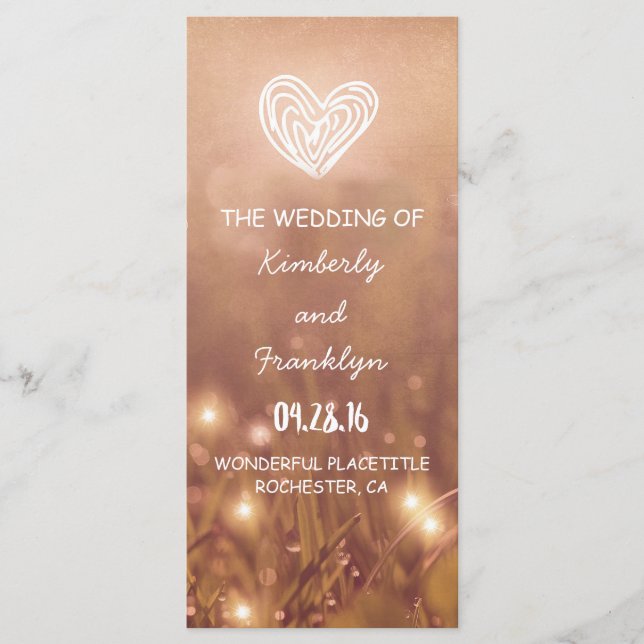 Dewy Grass Rustic Wedding programs (Front)