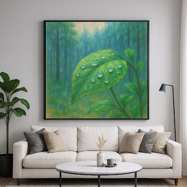 Dewy Leaf - Pastel Painting Style Nature Art Poster (Creator Uploaded)