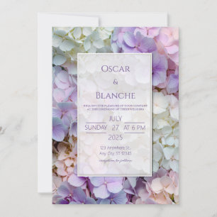 Dewy Pastel Botanical Hydrangea Frame Wedding Invitation