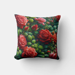 “Dewy Red Roses" Cushion