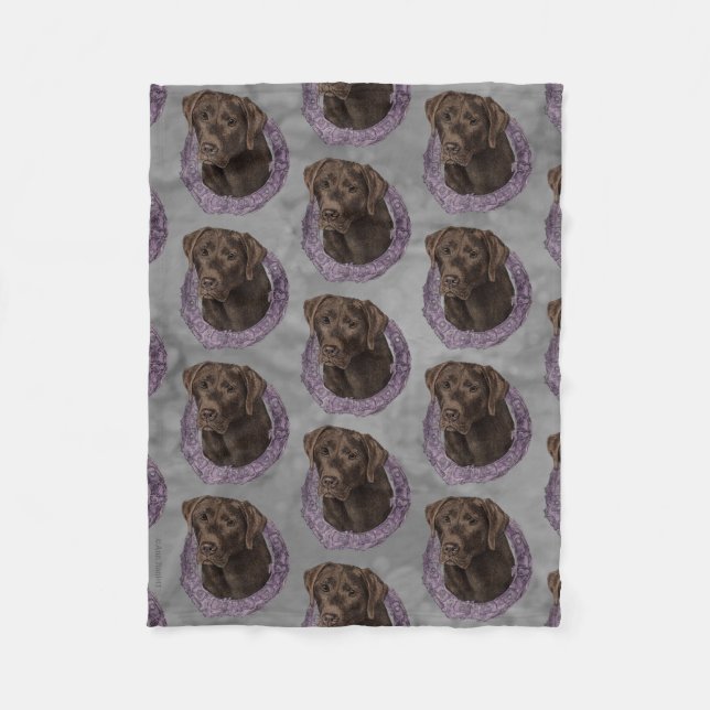 Dexter - Chocolate Lab Fleece Blanket (Front)