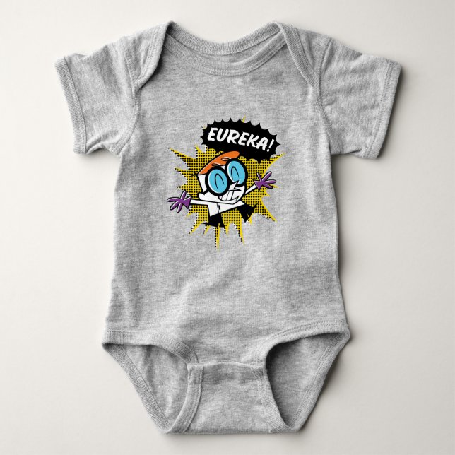 Dexter "Eureka!" Halftone Callout Graphic Baby Bodysuit (Front)