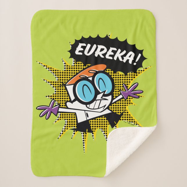 Dexter "Eureka!" Halftone Callout Graphic Sherpa Blanket (Front)