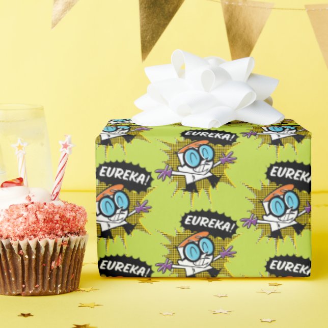 Dexter "Eureka!" Halftone Callout Graphic Wrapping Paper (Birthday Party)