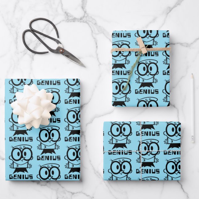 Dexter "Genius" Outline Graphic Wrapping Paper Sheet (Front)