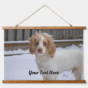 Dexter in the Snow – Wood Topped Wall Tapestry