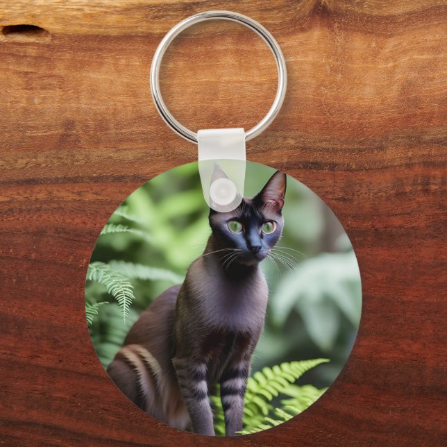Dexter The Black Siamese Cat, Keyring (Front)