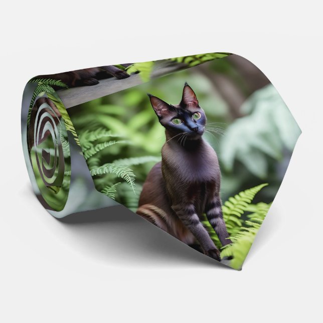 Dexter The Black Siamese Cat,  Neck Tie (Rolled)