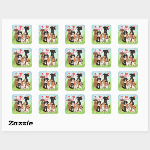 Dexter the Dog and Friends all Dogs Square Sticker