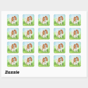 Dexter the Dog and Friends Blenheim Cavalier Square Sticker