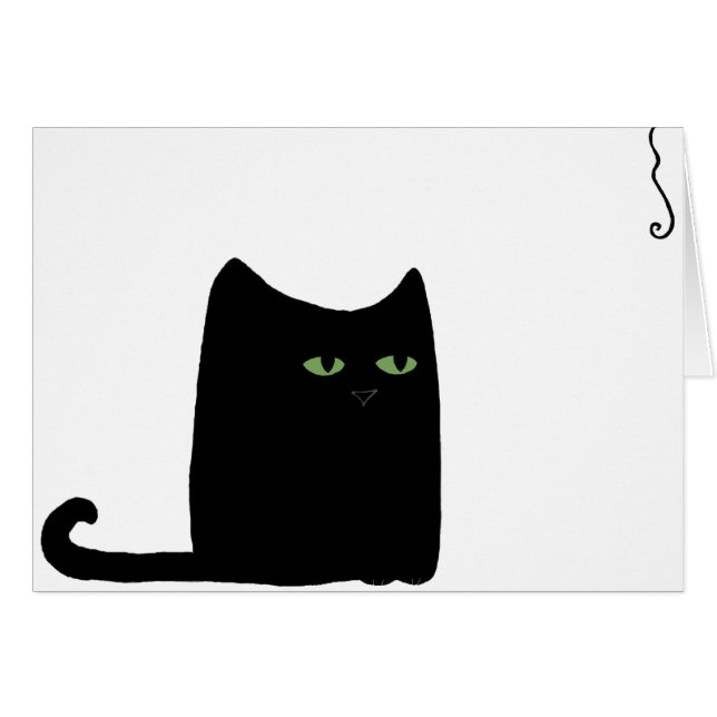 Dexter the Fat Black Cat Card (customisable) (Front Horizontal)