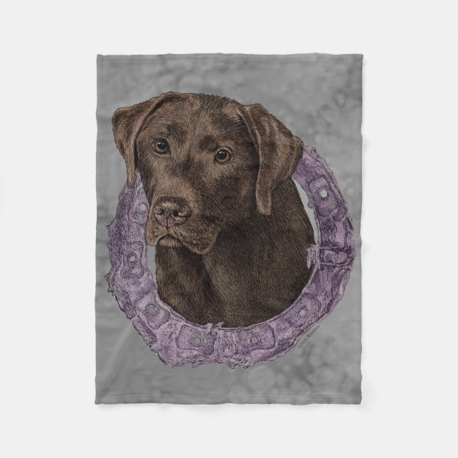 Dexter Version 2 - Chocolate Lab Fleece Blanket (Front)