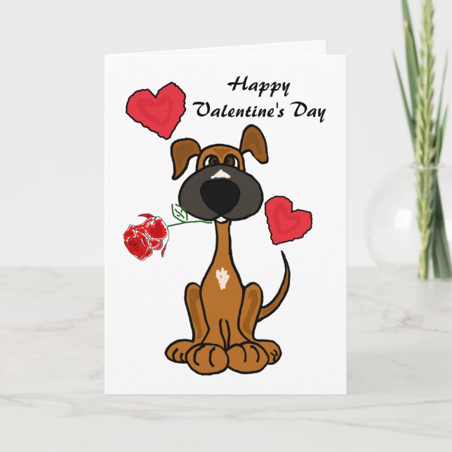 DF- Cute Puppy Dog and Octopus Valentines Day Card (Front)