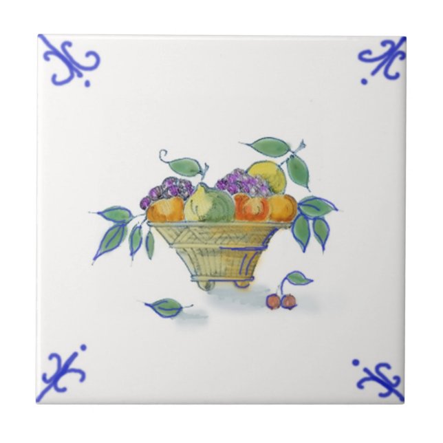 DFB01 Delft Fruit Basket Design Ceramic Tile (Front)