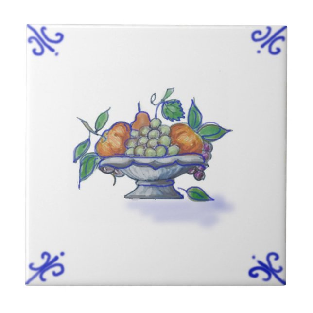 DFB07 Delft Fruit Basket Design Ceramic Tile (Front)