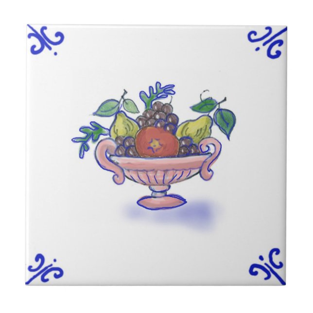 DFB12 Delft Fruit Basket Design Ceramic Tile (Front)