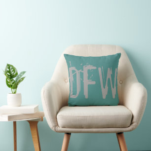 DFW Airport Grunge Typography Cushion