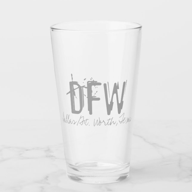 DFW DAllas Airport Code Typography Glass (Front)