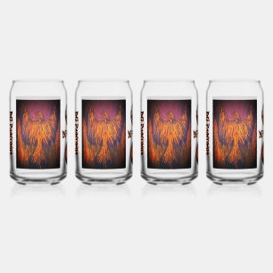 DG Paintings Fire Phoenix Drinkware Set Can Glass