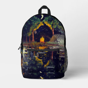 DG Paintings Lakeside Camping Printed Backpack