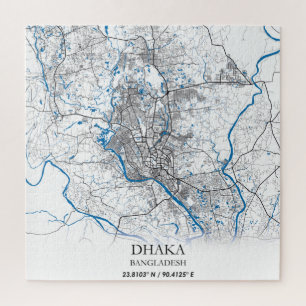 Dhaka Bangladesh City Map Travel Simple Minimal Jigsaw Puzzle