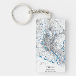 Dhaka Bangladesh City Map Travel Simple Minimal Key Ring