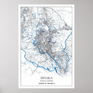 Dhaka Bangladesh City Map Travel Simple Minimal Poster