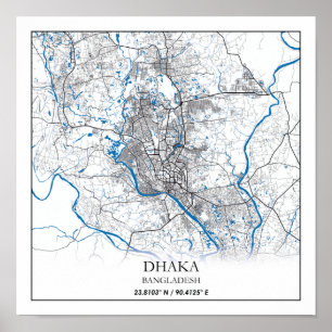 Dhaka Bangladesh City Map Travel Simple Minimal Poster