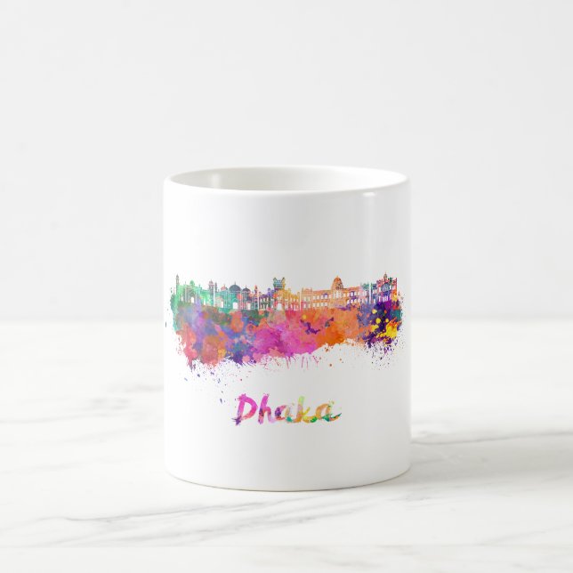 Dhaka skyline in watercolor coffee mug (Center)
