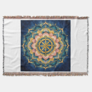 Dhamar Lotus Mandala Throw Blanket
