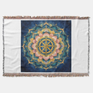 Dhamar Lotus Mandala Throw Blanket