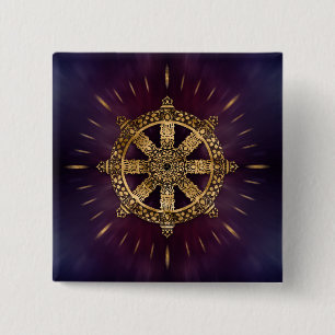 Dharma Wheel - Dharmachakra 15 Cm Square Badge