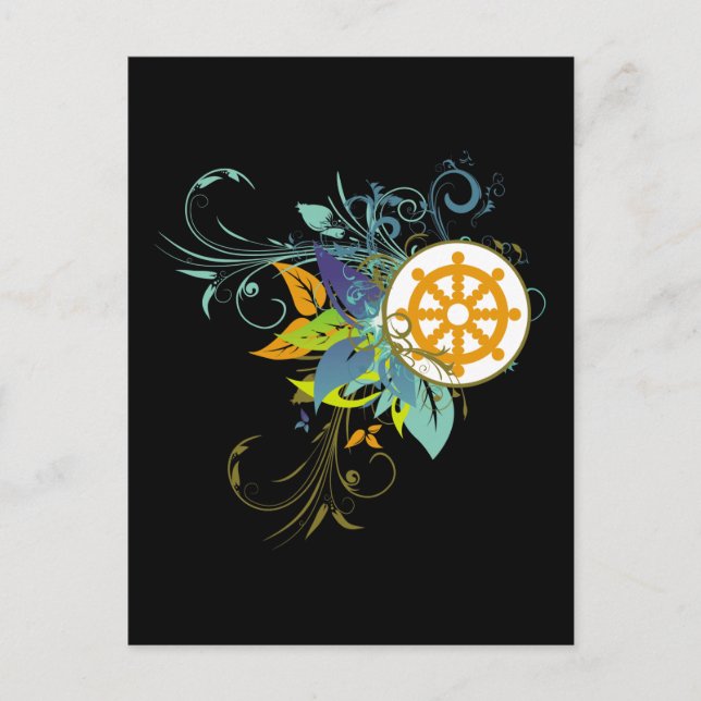 Dharma Wheel Floral Postcard (Front)