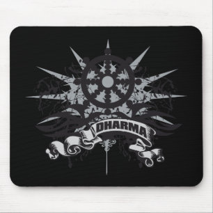 Dharma Wheel Grunge Mouse Pad